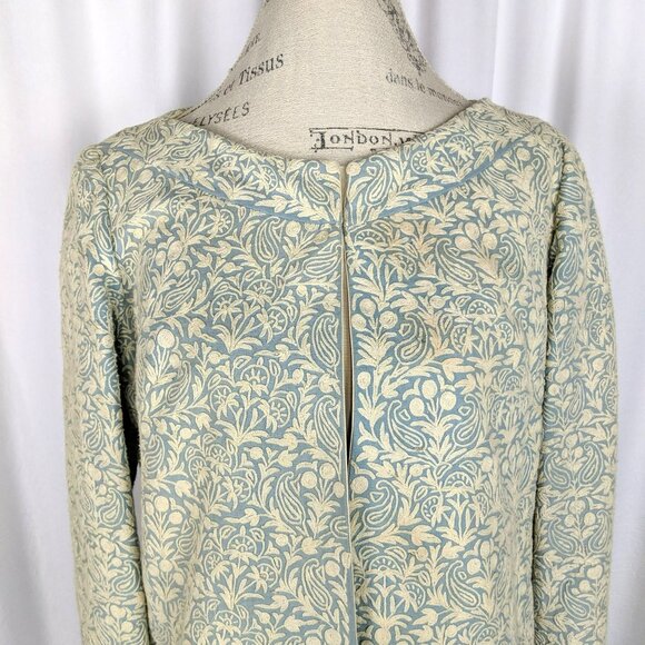 Vintage Gibson Bayh Pea Coat Small Blue Embroidered Cream - Picture 2 of 10